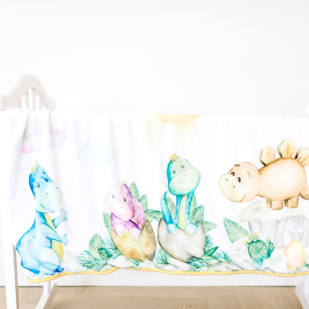 Bamboo Minky Baby Blanket - Baby Dinos